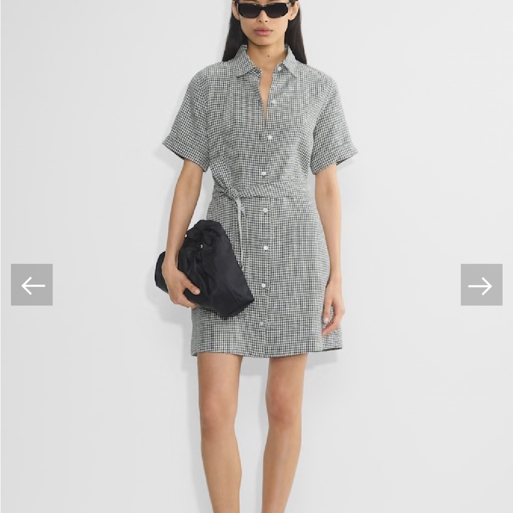 Wilfred Eleta Linen Mini Dress - Navy and White Gingham